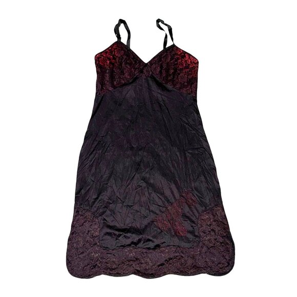 Vintage Black & Red Lace Slip Dress - Picture 1 of 7